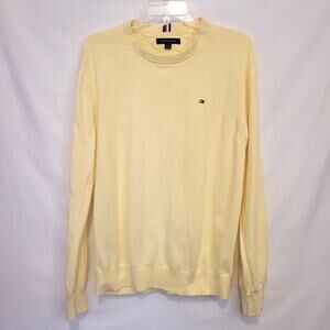 Tommy Hilfiger Men’s Cotton Yellow Crewneck Sweater Size Large Preppy Style